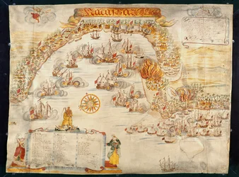 Město Makassar držené Portugalci a obsazené Nizozemci v roce 1660